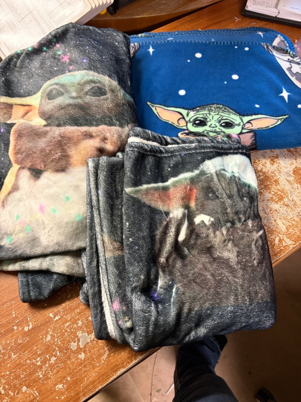 Starry Baby Yoda Kids Pajama Blanket - Black x 2 and blue Star Wars x 1